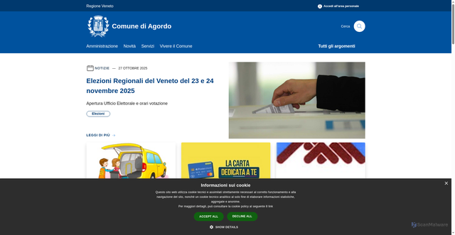 Security scan screenshot of https://www.comune.agordo.bl.it/it