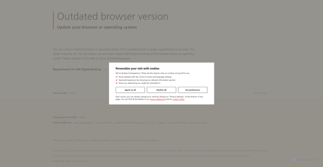 Security scan screenshot of https://ebanking-ch3.ubs.com