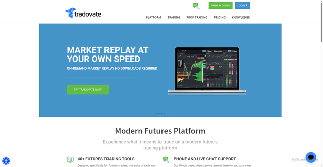 Security scan screenshot of https://tradovate.com