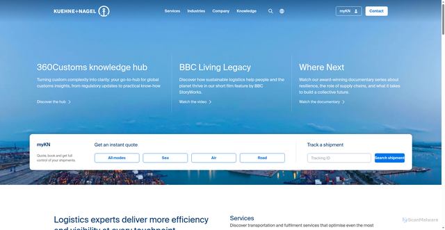 Security scan screenshot of https://kuehne-nagel.com