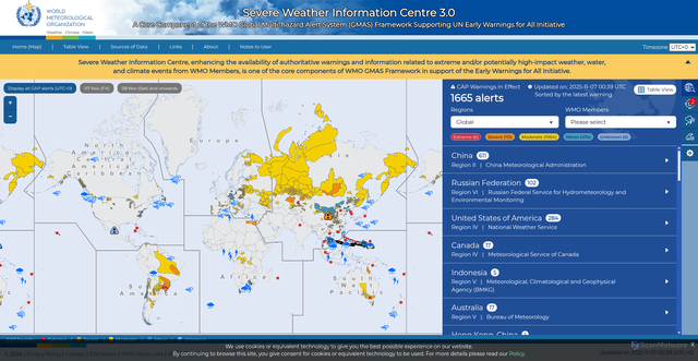 Security scan screenshot of https://severeweather.wmo.int/