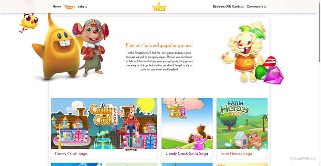 Security scan screenshot of https://www.king.com/game/