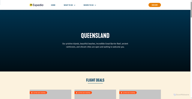 Security scan screenshot of https://australia.expedia.com/queensland
