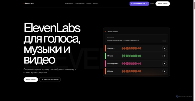 Security scan screenshot of https://elevenlabs.net.ru/