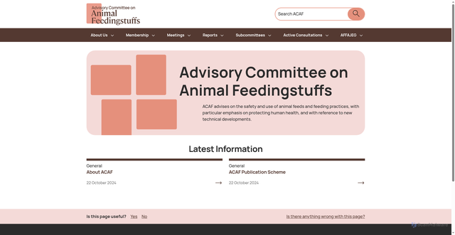 Security scan screenshot of https://acaf.food.gov.uk/