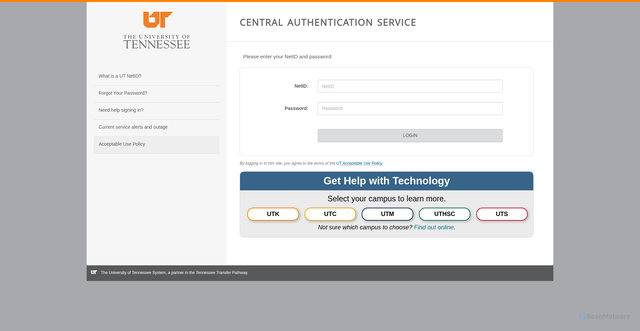 Security scan screenshot of https://dash.tennessee.edu/home