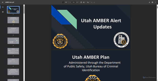 Security scan screenshot of https://ucjis-tac.utah.gov/wp-content/uploads/sites/38/2021/03/AMBER-Alert.pdf