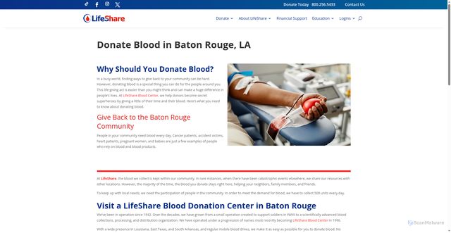 Security scan screenshot of https://www.lifeshare.org/locations-and-hours/baton-rouge-la/