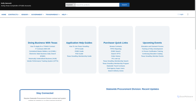 Security scan screenshot of https://www.txsmartbuy.gov/
