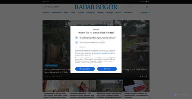 Security scan screenshot of https://radarbogor.jawapos.com