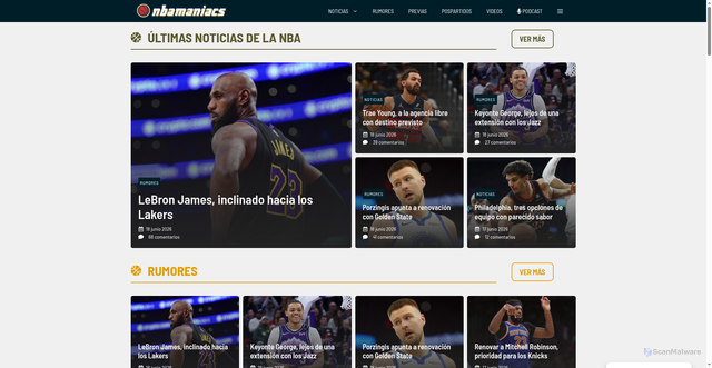 Security scan screenshot of https://nbamaniacs.com