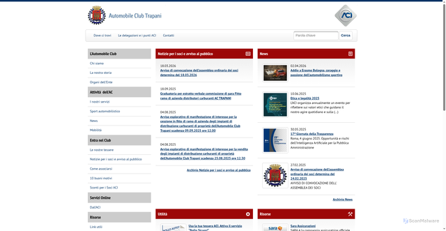 Security scan screenshot of https://www.trapani.aci.it