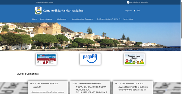 Security scan screenshot of https://www.comune.santa-marina-salina.me.it/