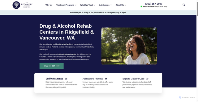 Security scan screenshot of https://ridgefieldrecovery.com