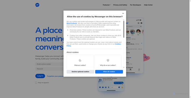 Security scan screenshot of https://www.messenger.com/