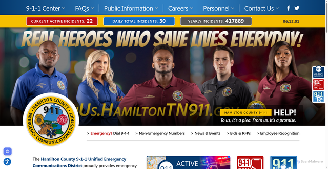 Security scan screenshot of https://www.hamiltontn911.gov/