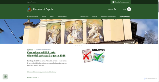 Security scan screenshot of https://www.comune.caprile.bi.it