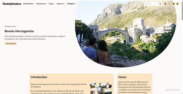 Security scan screenshot of https://thedailypackers.com/bosnia-herzegovina/