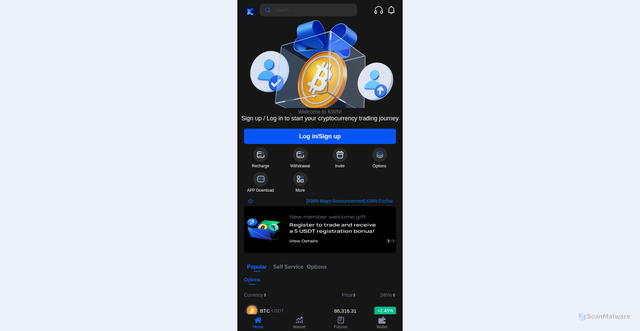 Security scan screenshot of https://kwnex.app/