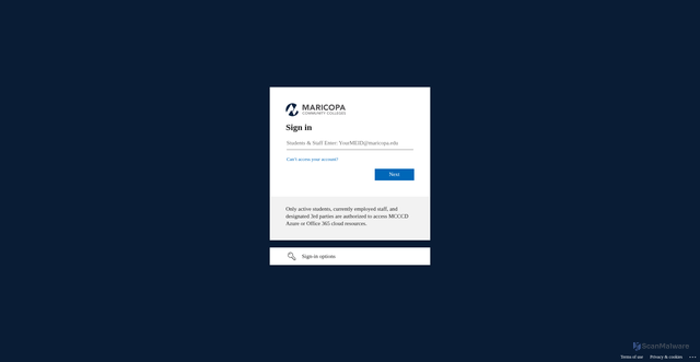 Security scan screenshot of https://maricopa-my.sharepoint.com