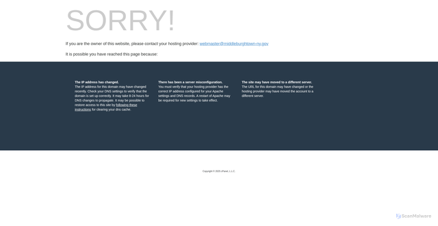 Security scan screenshot of http://middleburghtown-ny.gov/