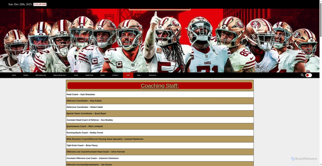 Security scan screenshot of https://49erscap.com/index.php/49ers-staff/