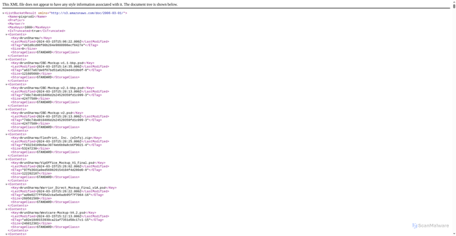 Security scan screenshot of https://pixprod1.s3.amazonaws.com