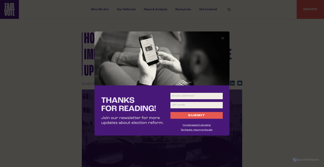 Security scan screenshot of https://fairvote.org/how-ranked-choice-voting-is-impacting-the-maine-primary-june-update/