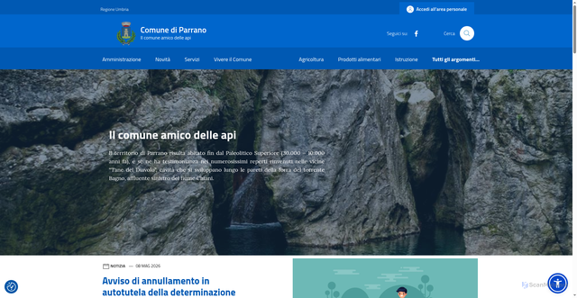 Security scan screenshot of https://www.comune.parrano.tr.it