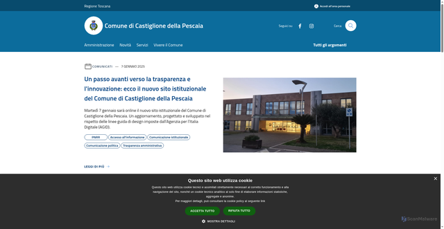 Security scan screenshot of https://www.comune.castiglionedellapescaia.gr.it/it