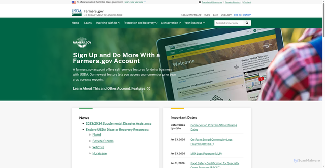 Security scan screenshot of https://www.farmers.gov/