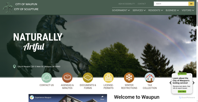 Security scan screenshot of https://www.cityofwaupunwi.gov/