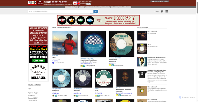 Security scan screenshot of https://reggaerecord.com