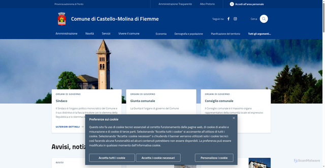 Security scan screenshot of https://www.comune.castellomolina.tn.it