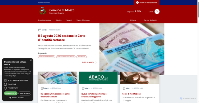 Security scan screenshot of https://www.comune.mozzo.bg.it/