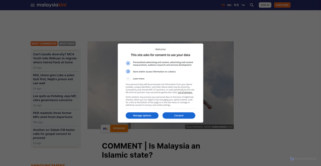 Security scan screenshot of https://www.malaysiakini.com/columns/783235