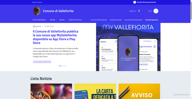 Security scan screenshot of https://comune.vallefiorita.cz.it/