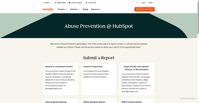 Security scan screenshot of https://d2wzgd04.eu1.hubspotlinks.com