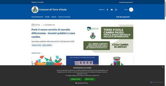 Security scan screenshot of https://www.comune.torredisola.pv.it/it