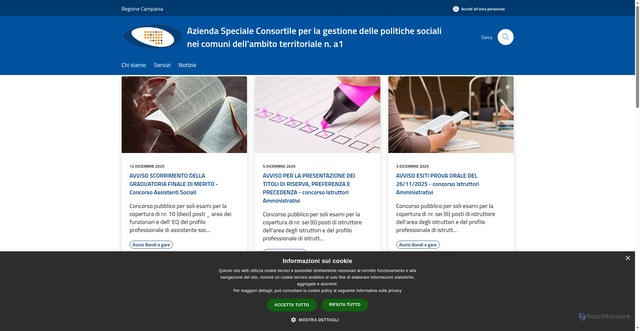 Security scan screenshot of https://www.pianosociale-a1.it/it