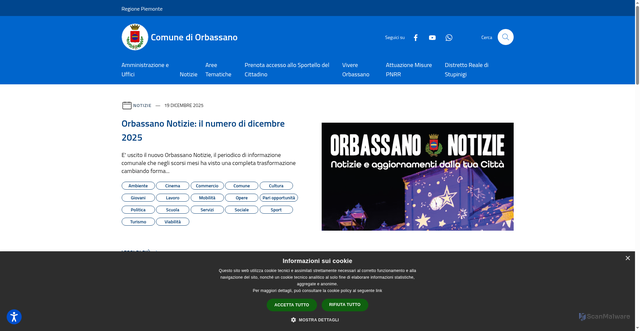 Security scan screenshot of https://comune.orbassano.to.it/it