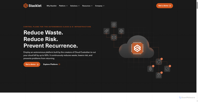 Security scan screenshot of https://stacklet.io