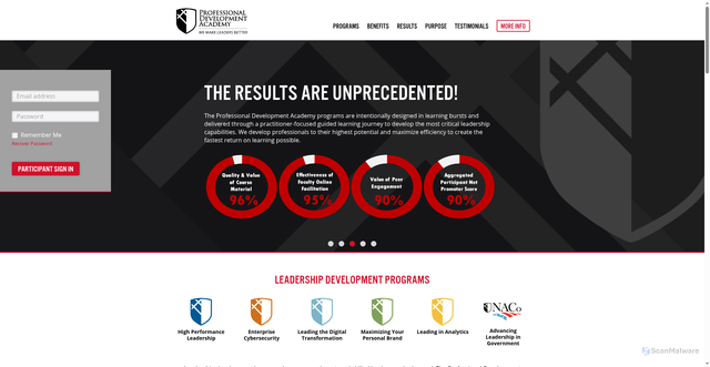 Security scan screenshot of https://pdaleadership.com