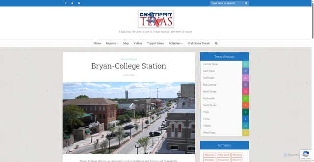 Security scan screenshot of https://daytrippintexas.com/central-texas/bryan-college-station/