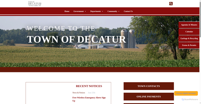 Security scan screenshot of https://townofdecaturwi.gov/