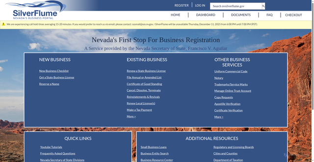 Security scan screenshot of https://www.nvsilverflume.gov/