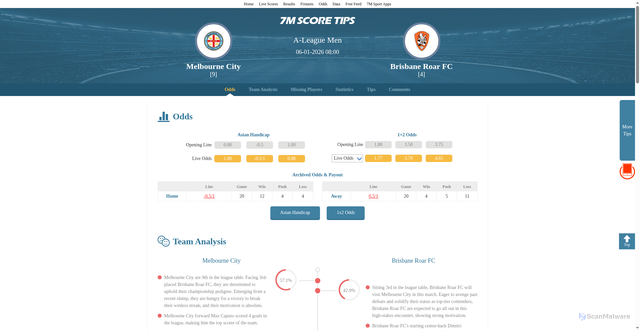 Security scan screenshot of https://www.7msport.com/report/game/4984515.shtml