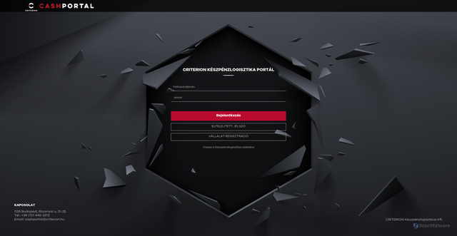 Security scan screenshot of https://cashportal.criterion.hu