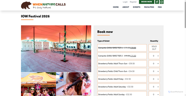 Security scan screenshot of https://when-nature-calls.co.uk/product/iow-festival-2026/