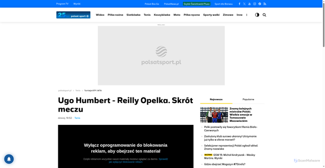 Security scan screenshot of https://www.polsatsport.pl/film/ugo-humbert-reilly-opelka-skrot-meczu_7283155/